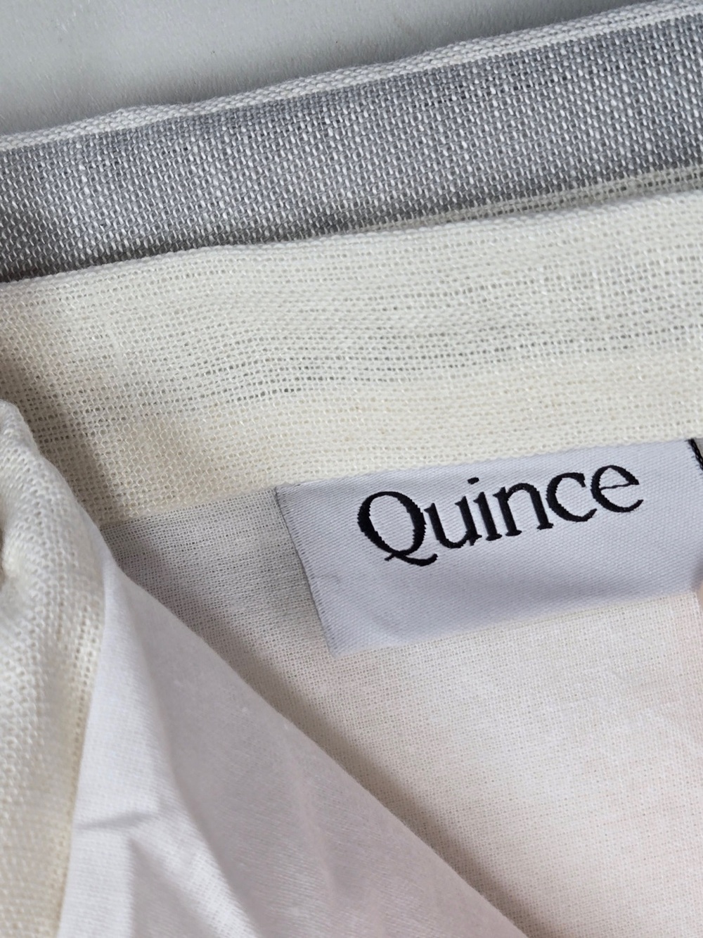NWT QUINCE Set Of 2 48x96 Coastal Stripe Linen Cotton Curtains Blue/Ivory 8656 - Picture 9 of 12